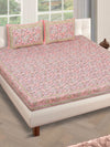 180 TC Peach Double Bedsheet with 2 Pillow Covers