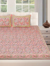 180 TC Peach Double Bedsheet with 2 Pillow Covers