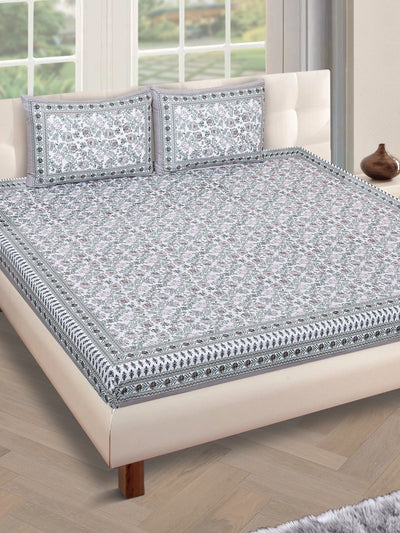 180 TC White & Pink Double Bedsheet with 2 Pillow Covers