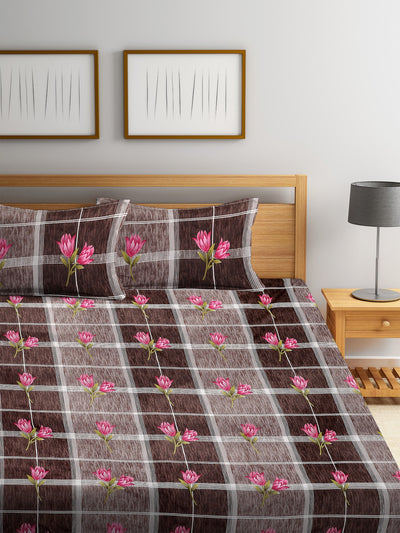 144 TC Brown Double Bedsheet with 2 Pillow Covers