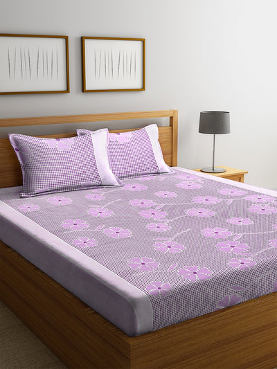 144 TC Purple Double Bedsheet with 2 Pillow Covers