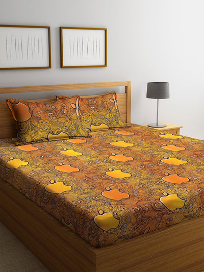 144 TC Yellow Double Bedsheet with 2 Pillow Covers