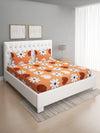 144 TC Orange Double Bedsheet with 2 Pillow Covers