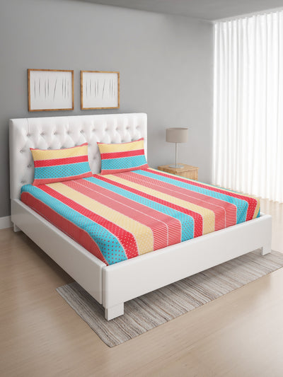 144 TC Multicolor Double Bedsheet with 2 Pillow Covers