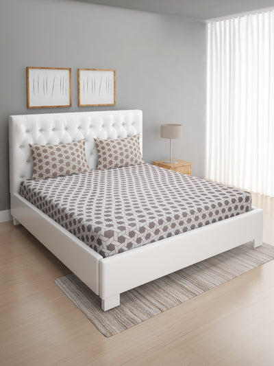 144 TC Grey Double Bedsheet with 2 Pillow Covers