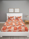 144 TC Brown & Orange Double Bedsheet with 2 Pillow Covers