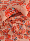 144 TC Brown & Orange Double Bedsheet with 2 Pillow Covers