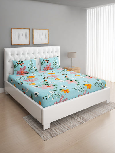 144 TC Sky Blue Double Bedsheet with 2 Pillow Covers
