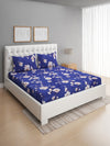 144 TC Blue Double Bedsheet with 2 Pillow Covers