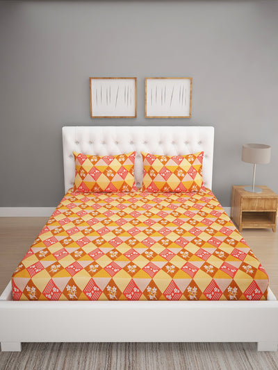 144 TC Mustard Yellow Double Bedsheet with 2 Pillow Covers