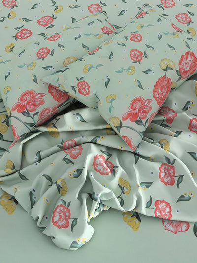 144 TC Green Double Bedsheet with 2 Pillow Covers