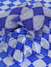 Blue & White Geometric Patterned 144 TC Queen Bedsheet with 2 Pillow Covers