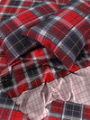 Maroon & Black Checks Patterned 144 TC Queen Bedsheet with 2 Pillow Covers