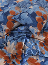 Blue Leaf Patterned 144 TC Queen Bedsheet with 2 Pillow Covers