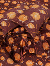 Brown Floral Patterned 144 TC Queen Bedsheet with 2 Pillow Covers