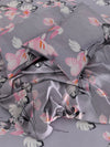 Grey Floral Patterned 144 TC Queen Bedsheet with 2 Pillow Covers