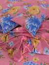 Pink Floral Patterned 144 TC Queen Bedsheet with 2 Pillow Covers