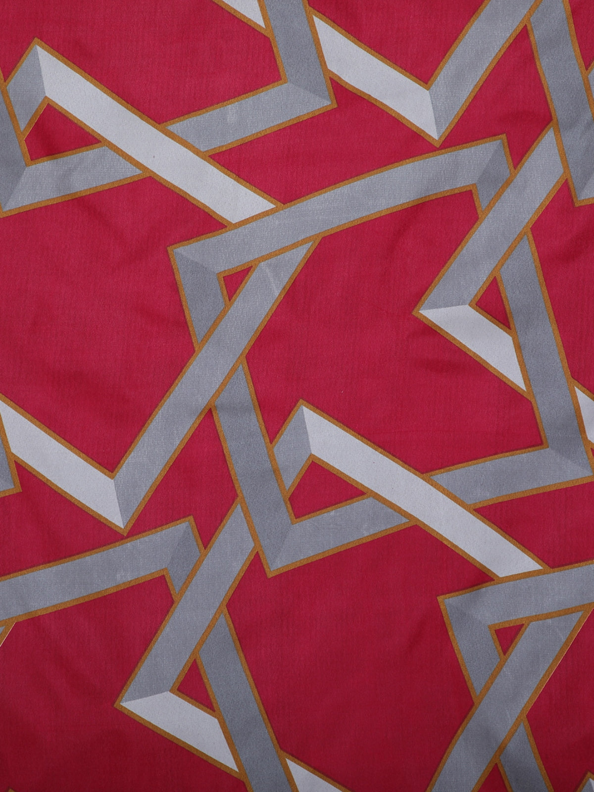 Pink Geometric Patterned 144 TC Queen Bedsheet with 2 Pillow Covers