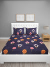 Blue Floral Patterned 144 TC Queen Bedsheet with 2 Pillow Covers