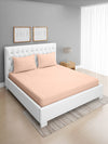 Beige Solid Patterned 400 TC King Fitted Bedsheet with 2 Pillow Covers