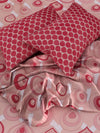 Maroon & Peach Classic Patterned 144 TC Queen Bedsheet with 2 Pillow Covers