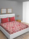 Maroon & Peach Classic Patterned 144 TC Queen Bedsheet with 2 Pillow Covers