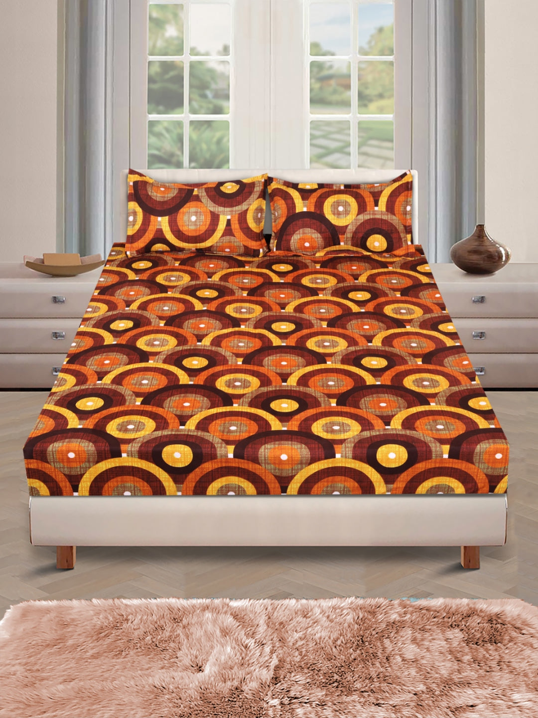 144 TC Multicolour Bedsheet with 2 Pillow Covers