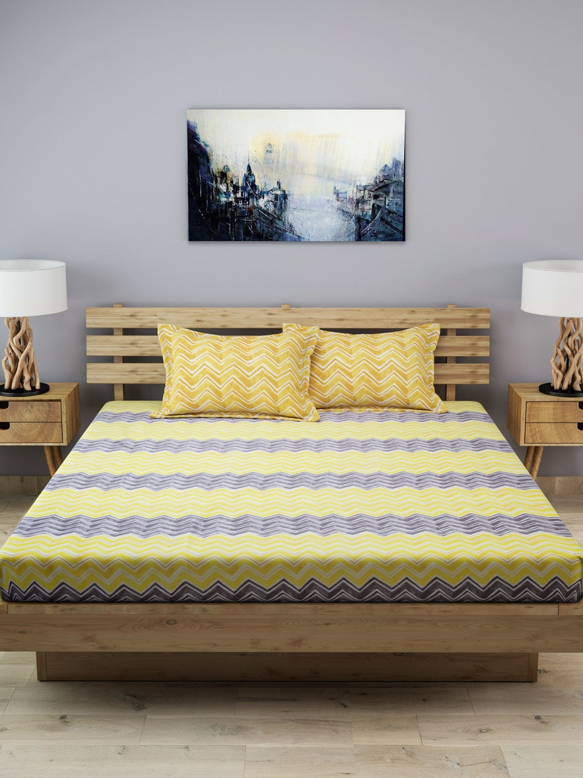 Yellow & Mustard 210 TC Bedsheet with 2 Pillow Covers