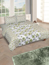 Green & Off White Bedding Set 1 Bedsheet with 2 Pillow Covers , 1 Quilt/Blanket