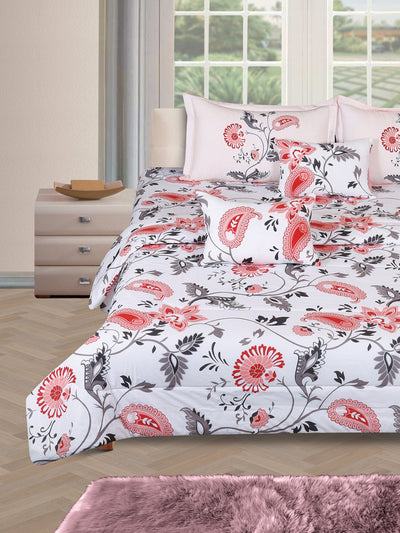 Off White Bedding Set 1 Bedsheet with 2 Pillow Covers and Cushion Covers and Ac Comforter