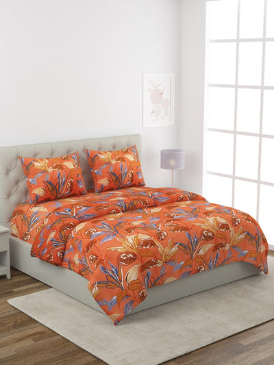 Orange Bedding Set 1 Bedsheet with 2 Pillow Covers , 1 Quilt/Blanket