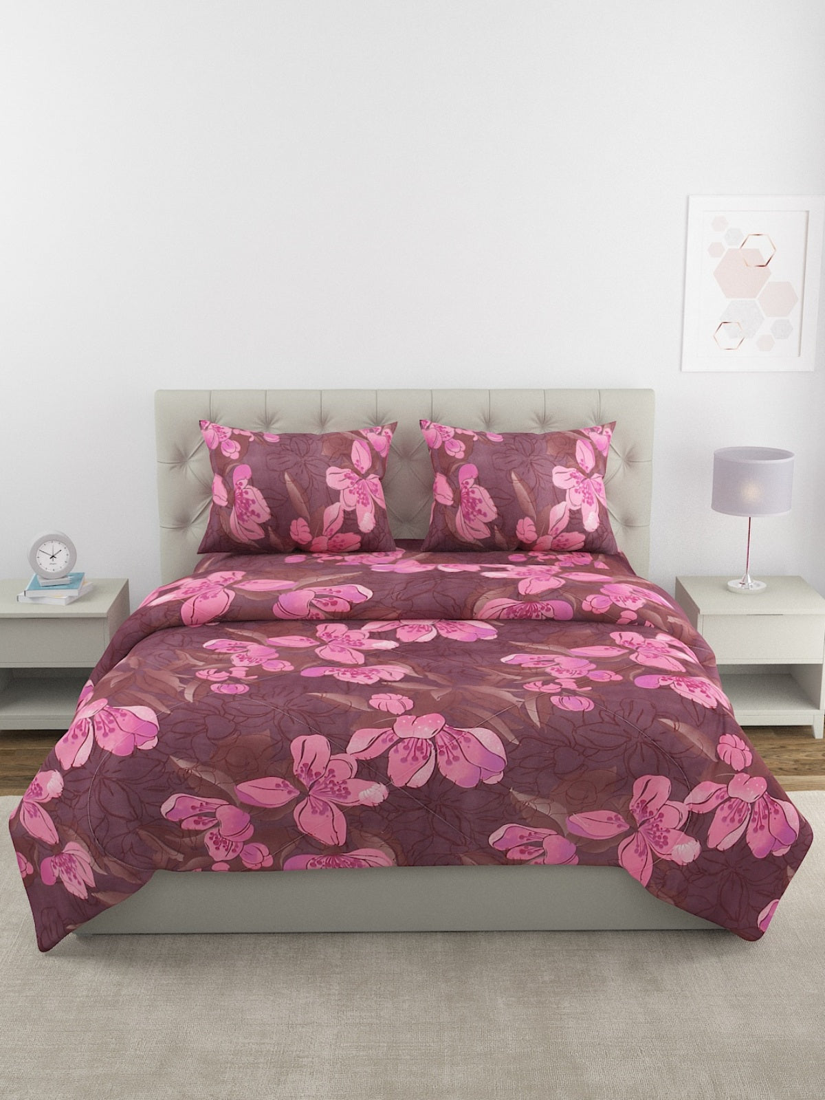 Purple Bedding Set 1 Bedsheet with 2 Pillow Covers , 1 Quilt/Blanket