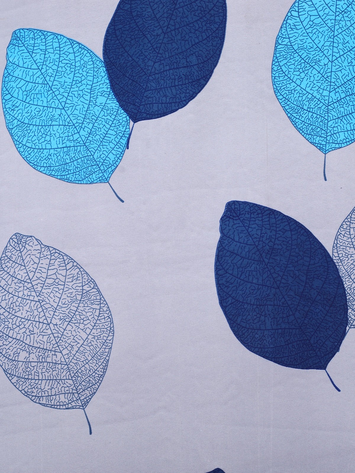 Grey & Blue Leaf Patterned King Size Cotton Bedding Set