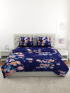 Royal Blue Floral Patterned King Size Cotton Bedding Set