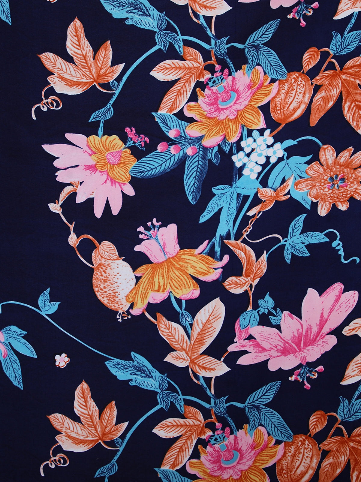 Royal Blue Floral Patterned King Size Cotton Bedding Set
