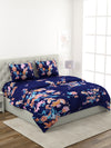 Royal Blue Floral Patterned King Size Cotton Bedding Set