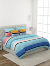 Blue 6 Pcs Striped Patterned 210 GSM Bedding Set