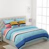 Blue 6 Pcs Striped Patterned 210 GSM Bedding Set