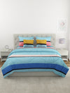 Blue 6 Pcs Striped Patterned 210 GSM Bedding Set