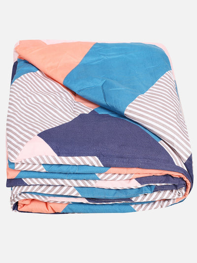 Peach & Blue 6 Pcs Geometric Patterned 210 GSM Bedding Set