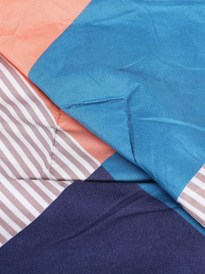 Peach & Blue 6 Pcs Geometric Patterned 210 GSM Bedding Set