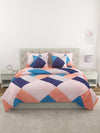 Peach & Blue 6 Pcs Geometric Patterned 210 GSM Bedding Set