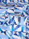 Blue & White Geometric Printed Cotton Double Queen Bedding Set With Pillow Cover