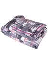 Grey & White Check Printed Cotton Double Queen Bedding Set With Pillow Cover