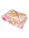 Beige & Pink Geometric Printed Cotton Double Queen Bedding Set With Pillow Cover