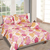 Beige & Pink Geometric Printed Cotton Double Queen Bedding Set With Pillow Cover