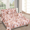 Cream & Brown Floral Printed Cotton Double Queen Bedding Set With Pillow Cover