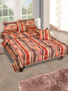 Beige & Brown Floral Printed Cotton Double Queen Bedding Set With Pillow Cover