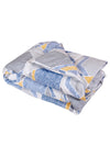 Blue & Silver Geometric Printed Cotton Double Queen Bedding Set With Pillow Cover