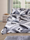 Grey & Silver Geometric Printed Cotton Double Queen Bedding Set With Pillow Cover